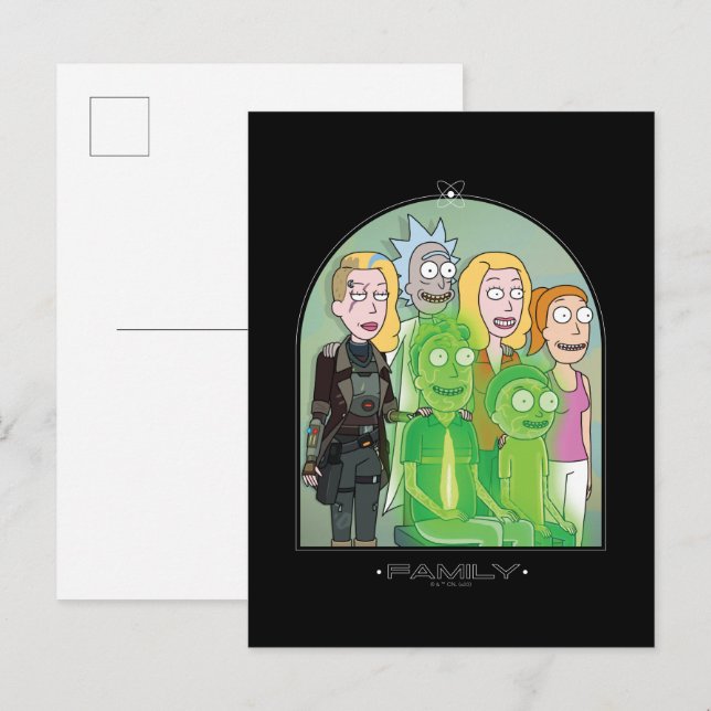 Grafik der Rick- und Morty-Familie Postkarte (Vorne/Hinten)