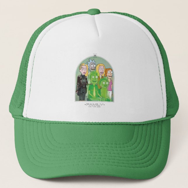 Grafik der Rick- und Morty-Familie Truckerkappe (Vorderseite)