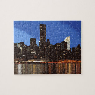 Grafik der Skyline von New York in der Nacht