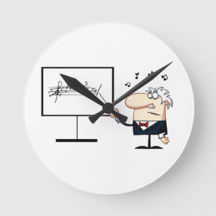 Grafik des älteren Mannes des Musiklehrers Runde Wanduhr
