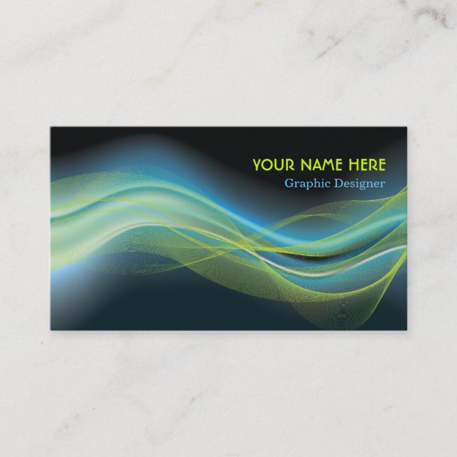 Grafik-Designer Business-Card Blau Limone Welle Visitenkarte (Vorderseite)