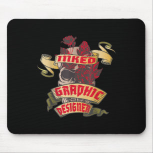 Grafik-Designer Inkted Skull & Rote Rosen Tatt Mousepad