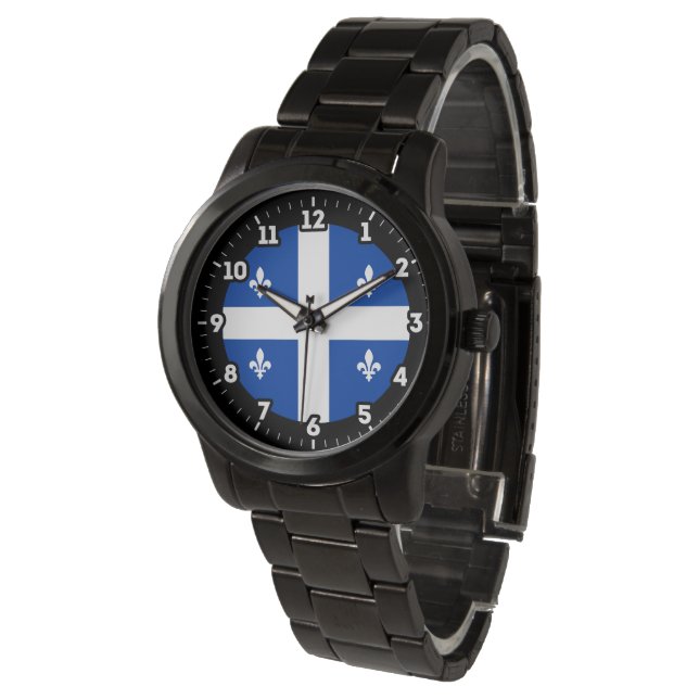 Grafik-Dial für das Quebec-Flag Armbanduhr (Schrägansicht)