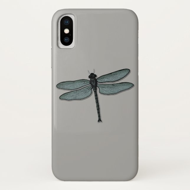 Grafik-Dragonfly Grau Art Case-Mate iPhone Hülle (Rückseite)