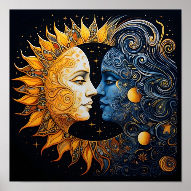 Grafik-Druck für Sonne und Mond Poster (Vorne)