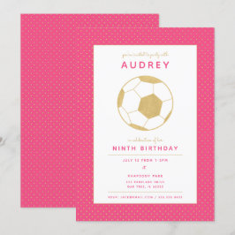 Grafik-Fußball-Star-Party in Rosa und Gold Einladung