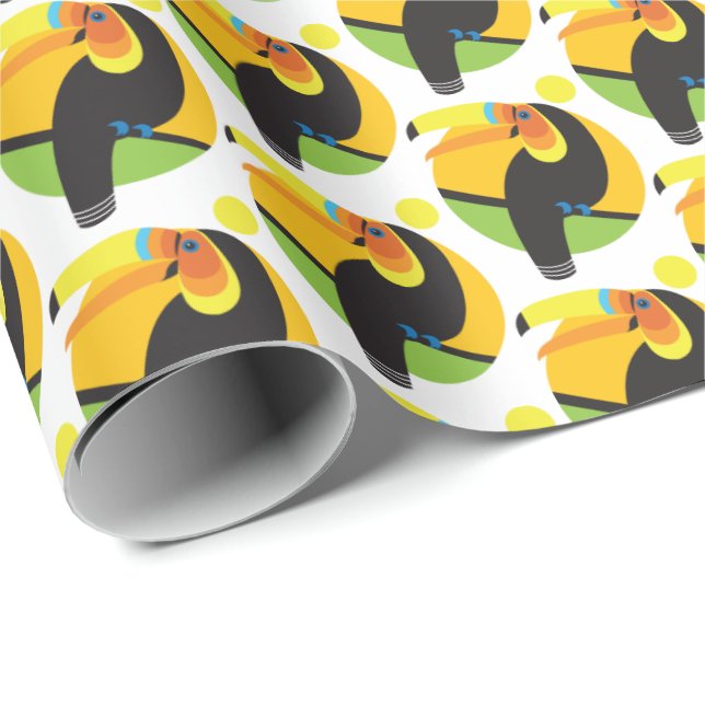 Grafik Illustration Toucan Tropical Birds Geschenkpapier (Rolleneckpunkt)