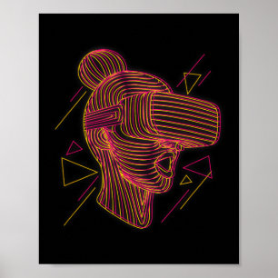 Grafik-Linienkunst für einen VR-Spieler in virtuel Poster