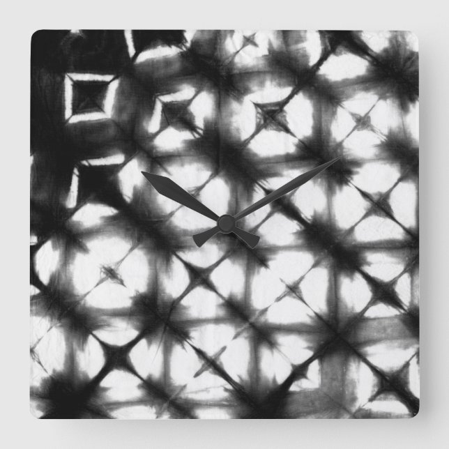 Grafik Shibori I Quadratische Wanduhr (Vorderseite)