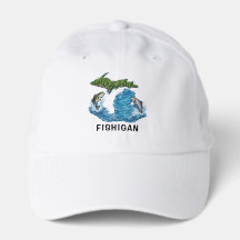 Grafik zum US-Bundesstaat Michigan mit Fisch