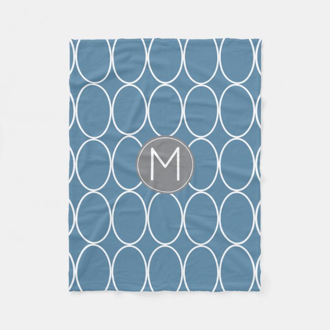 Grafikdesign-blaues und graues Monogramm Fleecedecke (Vorderseite)