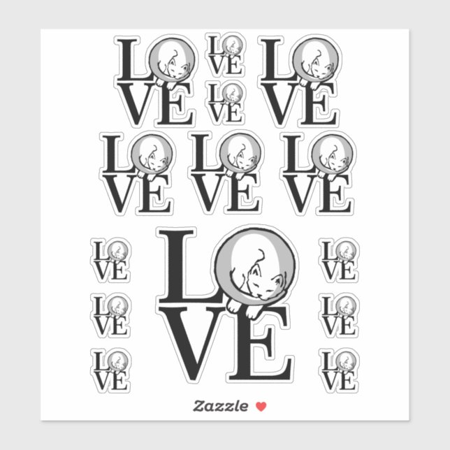 Grafikdesign der Cat-Liebe Aufkleber (Blatt)