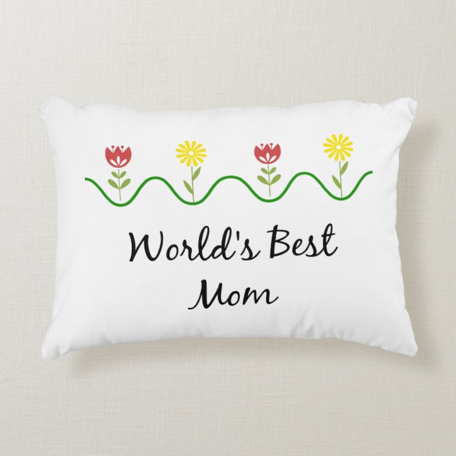 Grafikdesign der "Weltbesten Mama"-Blume Dekokissen (Vorderseite)