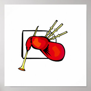 Grafikdesign in Bagpipe, rot und braun Poster
