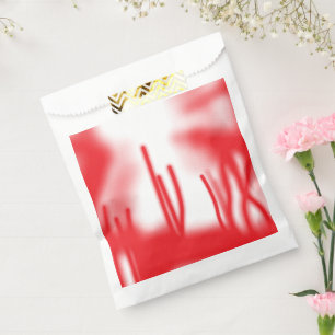 Grafikdesign mit fett rotem und orangefarbenem Des Geschenktütchen