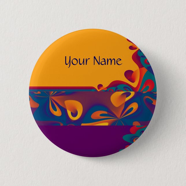 Grafikdesign Muster - violett orange + Text Button (Vorderseite)