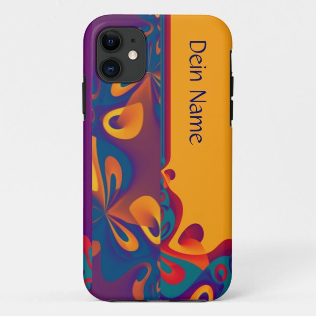 Grafikdesign Muster - violett orange + Text Case-Mate iPhone Hülle (Rückseite)