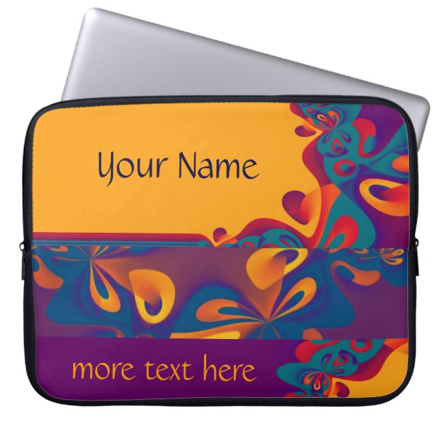 Grafikdesign Muster - violett orange + Text Laptopschutzhülle (Vorderseite)