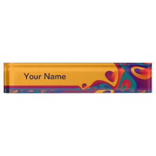 Grafikdesign Muster - violett orange + Text Namensplakette