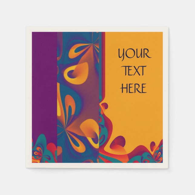 Grafikdesign Muster - violett orange + Text Serviette (Vorderseite)