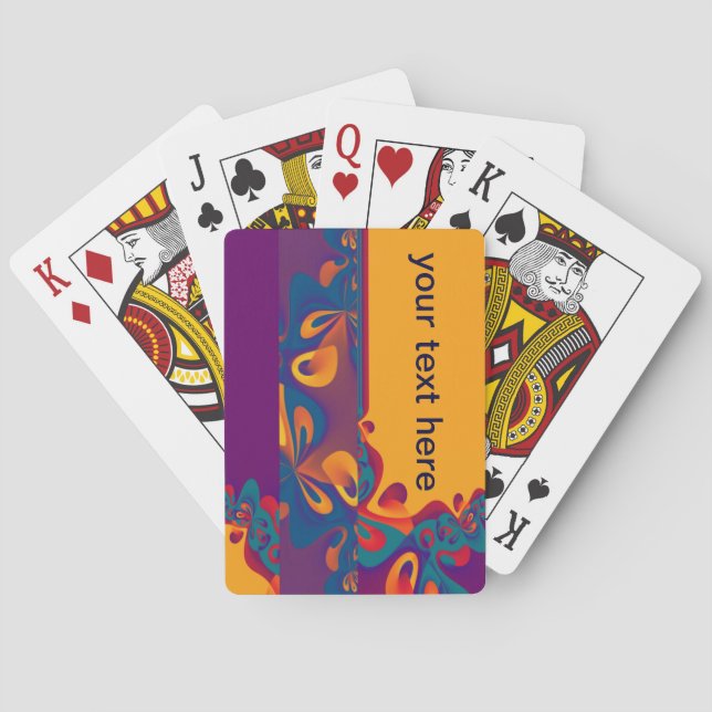 Grafikdesign Muster - violett orange + Text Spielkarten (Rückseite)