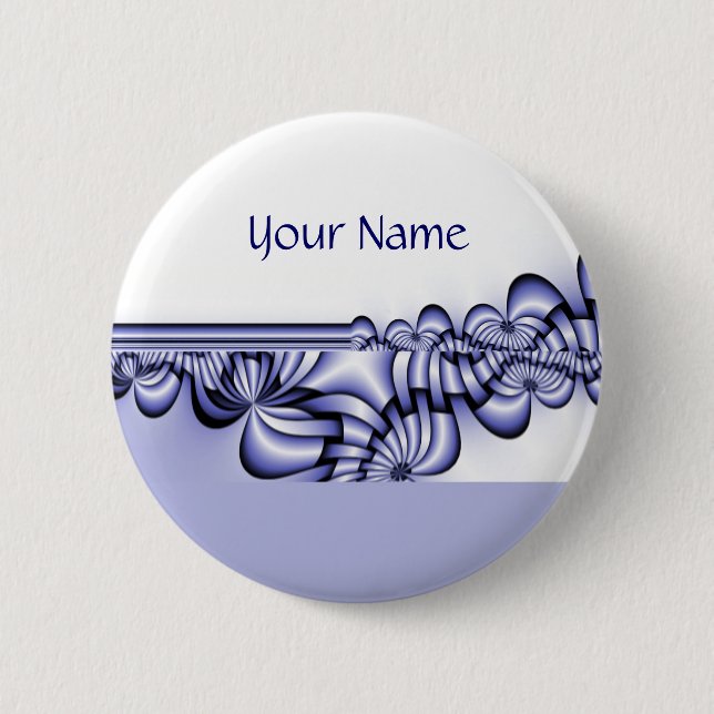 Grafikdesign-Muster - weiß blau + Ihr Text Button (Vorderseite)