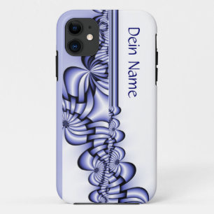 Grafikdesign-Muster - weiß blau + Ihr Text iPhone 11 Hülle