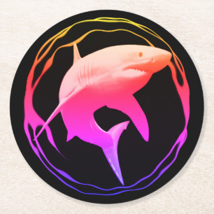 Grafikdesign von Great White Shark Runder Pappuntersetzer