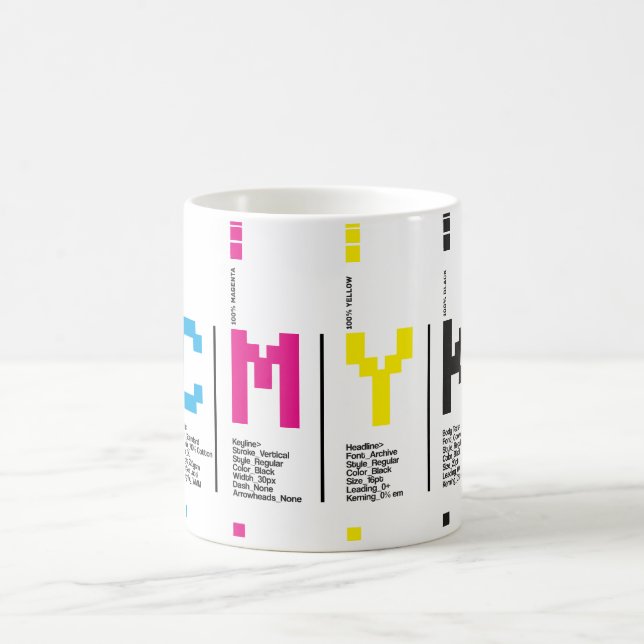 Grafikdesigner CMYK Tinte Print Kaffeetasse (Mittel)
