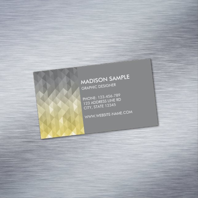 Grafikdesigner mit gelber grauer Geometrie Magnetische Visitenkarte (Beispiel)