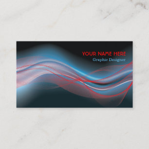 Grafikdesignerkarte mit blauer roter Welle Visitenkarte
