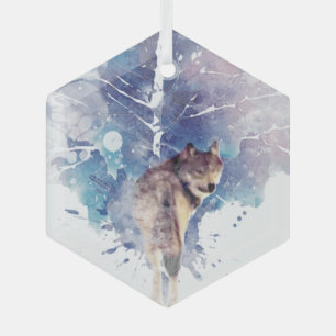 Grafiker Wolf rückt Natur zurück Ornament Aus Glas