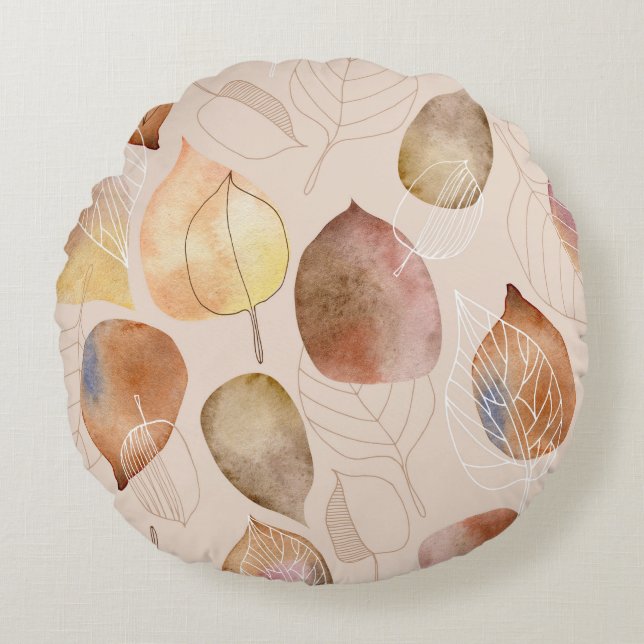 Grafikfarbenleaf-Autumn Design Rundes Kissen (Vorderseite)
