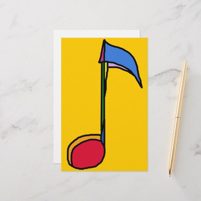 Grafikfarbige Musiknote Briefpapier (Vorderseite/Rückseite Beispiel)