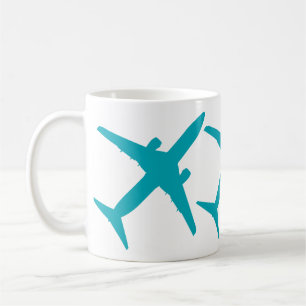 Grafikflugzeug in Aqua Blue Kaffeetasse