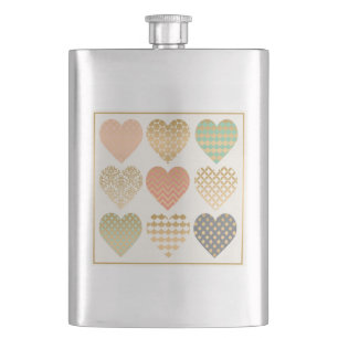 Grafikherzen moderner Trend Flachmann