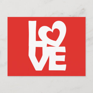 Grafikillustration Ich liebe Dich mit Herz auf Rot Postkarte