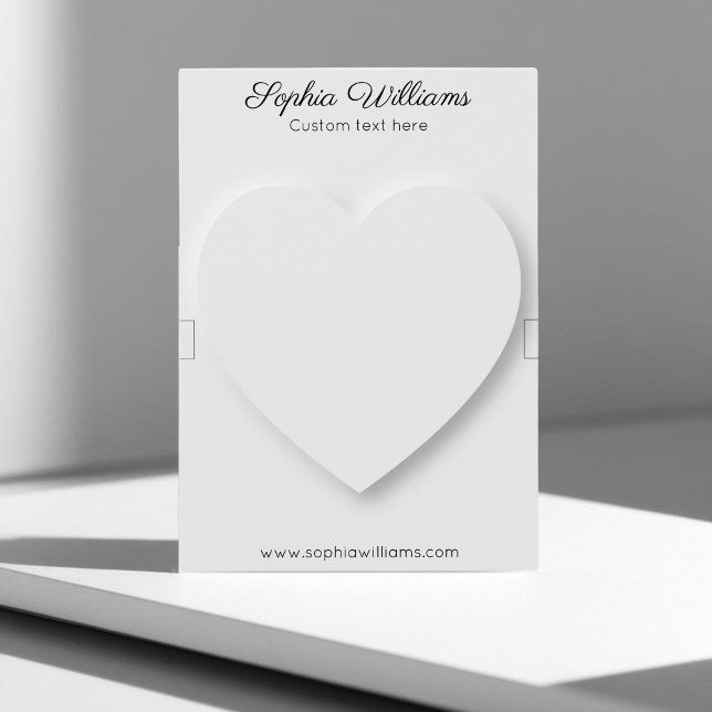 Grafikkarte für das 3D-Herzstück minimalistisch (bracelet display card, vertical mighty 3,2x2,5 inch. white shadow heart design)