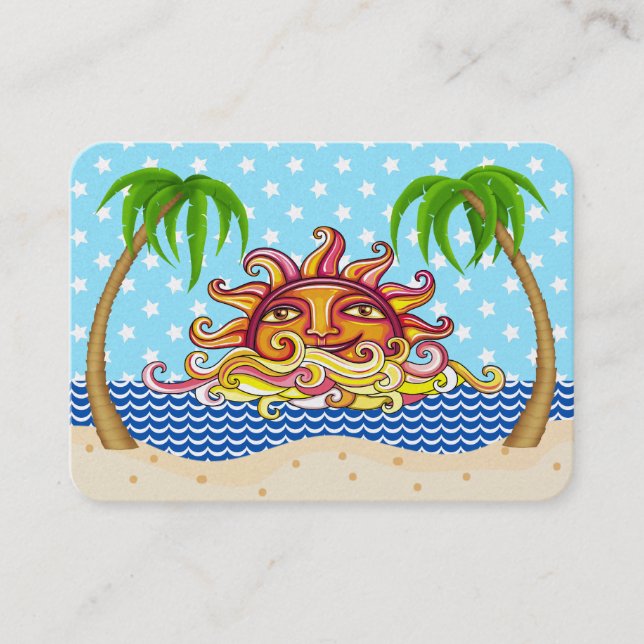 Grafikkarte Sun und Ocean Beach Business Card Visitenkarte (Vorderseite)