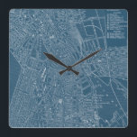 Grafikkarte von Boston Quadratische Wanduhr<br><div class="desc">Karten und Blueprints</div>