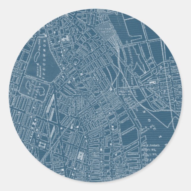 Grafikkarte von Boston Runder Aufkleber (Vorderseite)