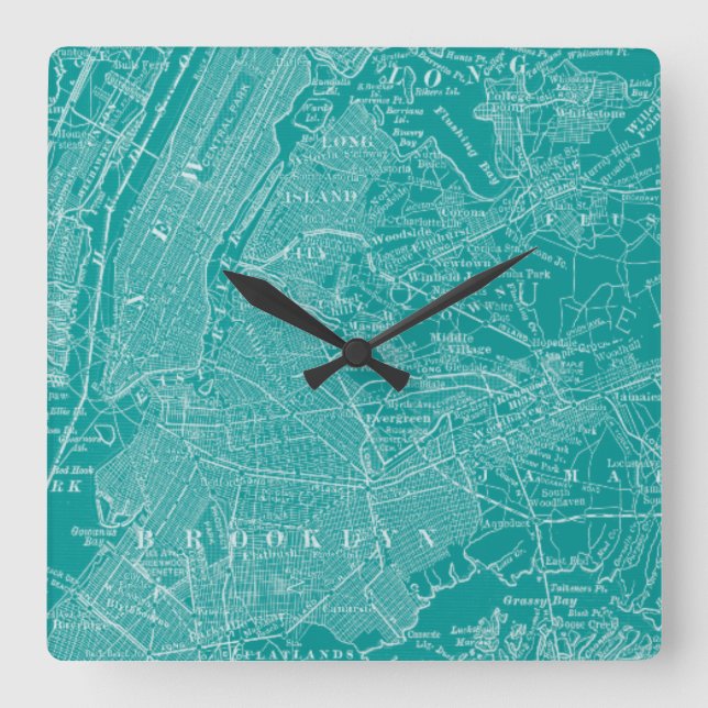 Grafikkarte von New York Quadratische Wanduhr (Vorderseite)