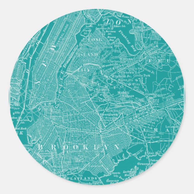 Grafikkarte von New York Runder Aufkleber (Vorderseite)