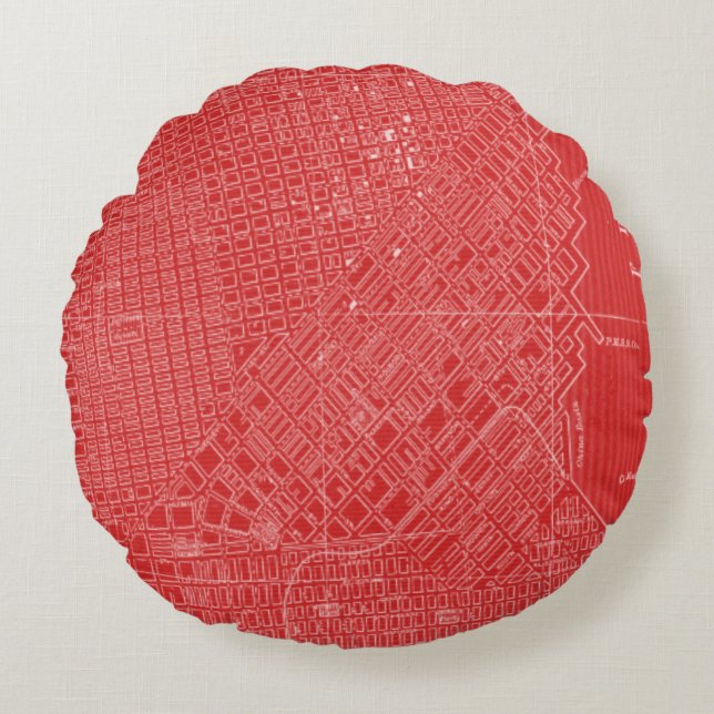 Grafikkarte von San Francisco Rundes Kissen (Vorderseite)