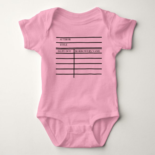 Grafikkartentext für die Bibliothek mit Fälligkeit Baby Strampler (Vorderseite)