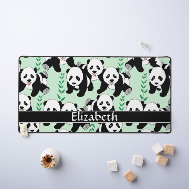 Grafikmuster von Panda Bears zur Personalisierung Schreibtischunterlage (Kindertisch)
