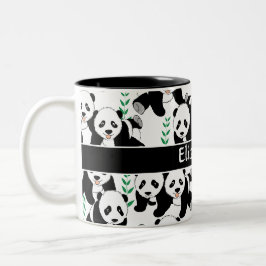 Grafikmuster von Panda Bears zur Personalisierung Zweifarbige Tasse