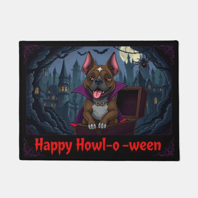 Gräfin Pitbull Frohes Howl-o-ween Fußmatte (Vorderseite)