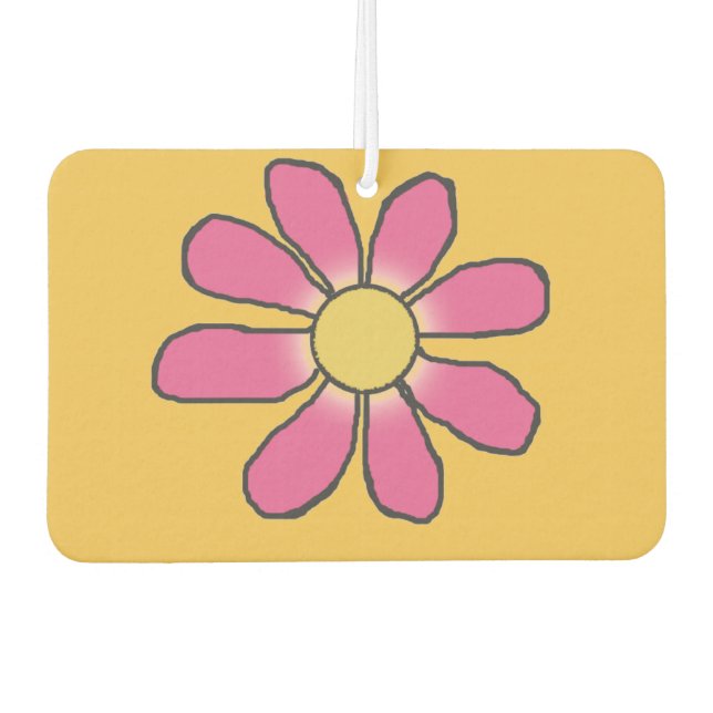 Grafische Blume Rosa/Blau Wiedersichtbar Autolufterfrischer (Vorderseite)