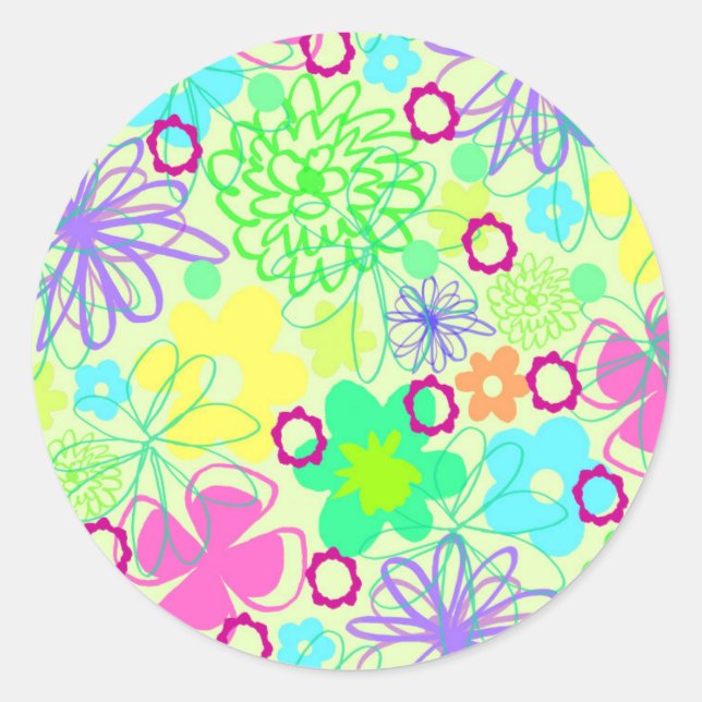 Grafische Blume Runder Aufkleber (Vorderseite)